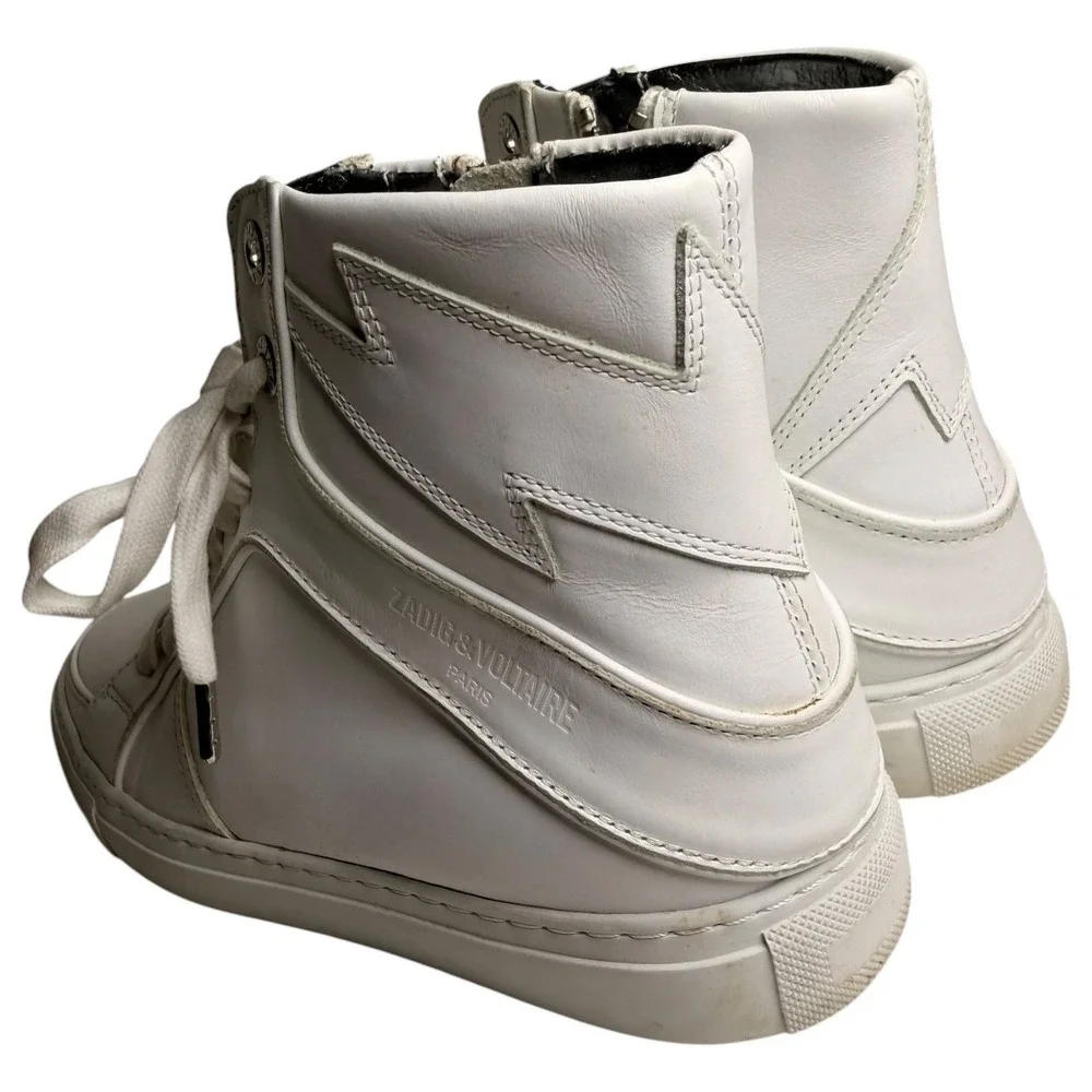 Zadig & Voltaire High Flash Lightning Bolt Leather High Top Sneakers EU 38 - Picture 5 of 16